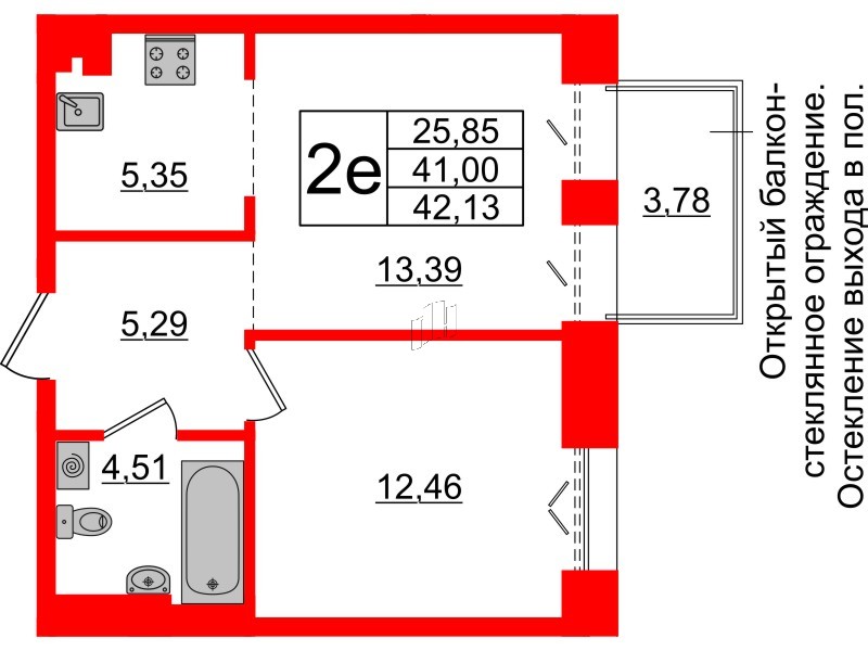 1-комнатная квартира  №446 в Imperial club: 41 м², этаж 5 - купить в Санкт-Петербурге