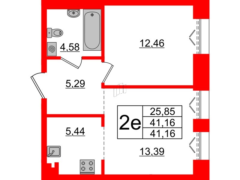 1-комнатная квартира  №443 в Imperial club: 41.16 м², этаж 4 - купить в Санкт-Петербурге