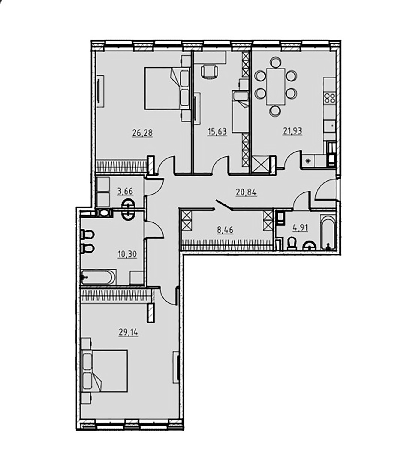 3-комнатная квартира  №34 в Манхэттен: 141.1 м², этаж 4 - купить в Санкт-Петербурге