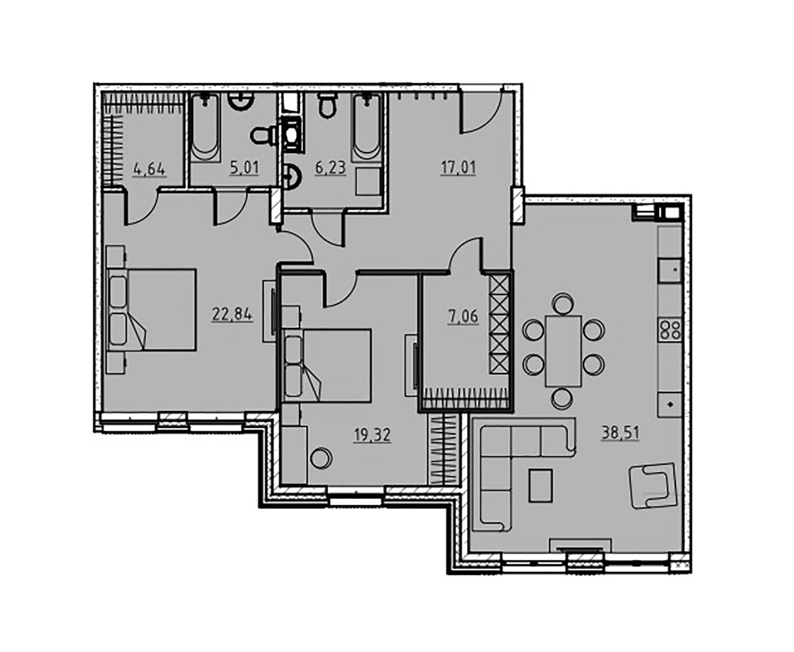 2-комнатная квартира  №25 в Манхэттен: 120.5 м², этаж 2 - купить в Санкт-Петербурге