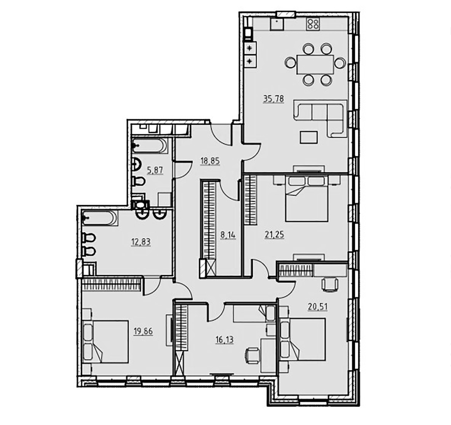 4-комнатная квартира  №56 в Манхэттен: 152.8 м², этаж 5 - купить в Санкт-Петербурге