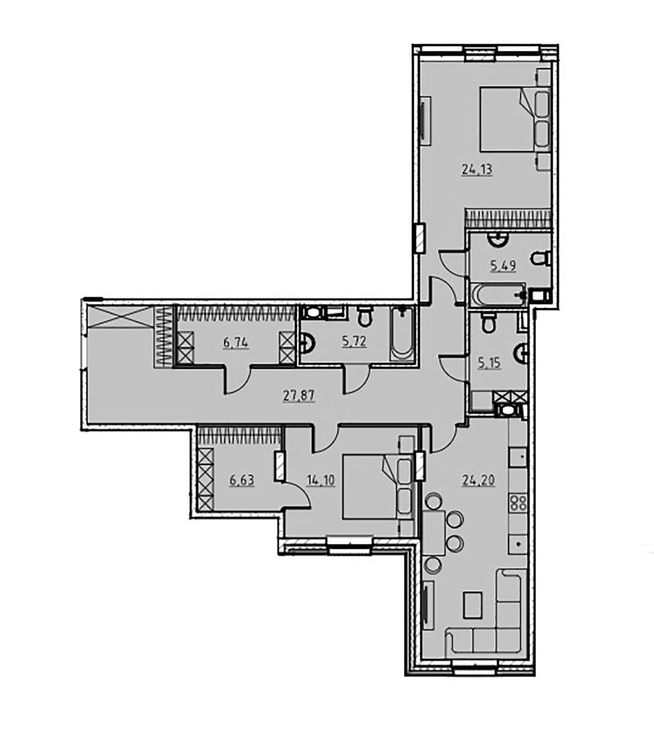 2-комнатная квартира  №10 в Манхэттен: 119.8 м², этаж 4 - купить в Санкт-Петербурге