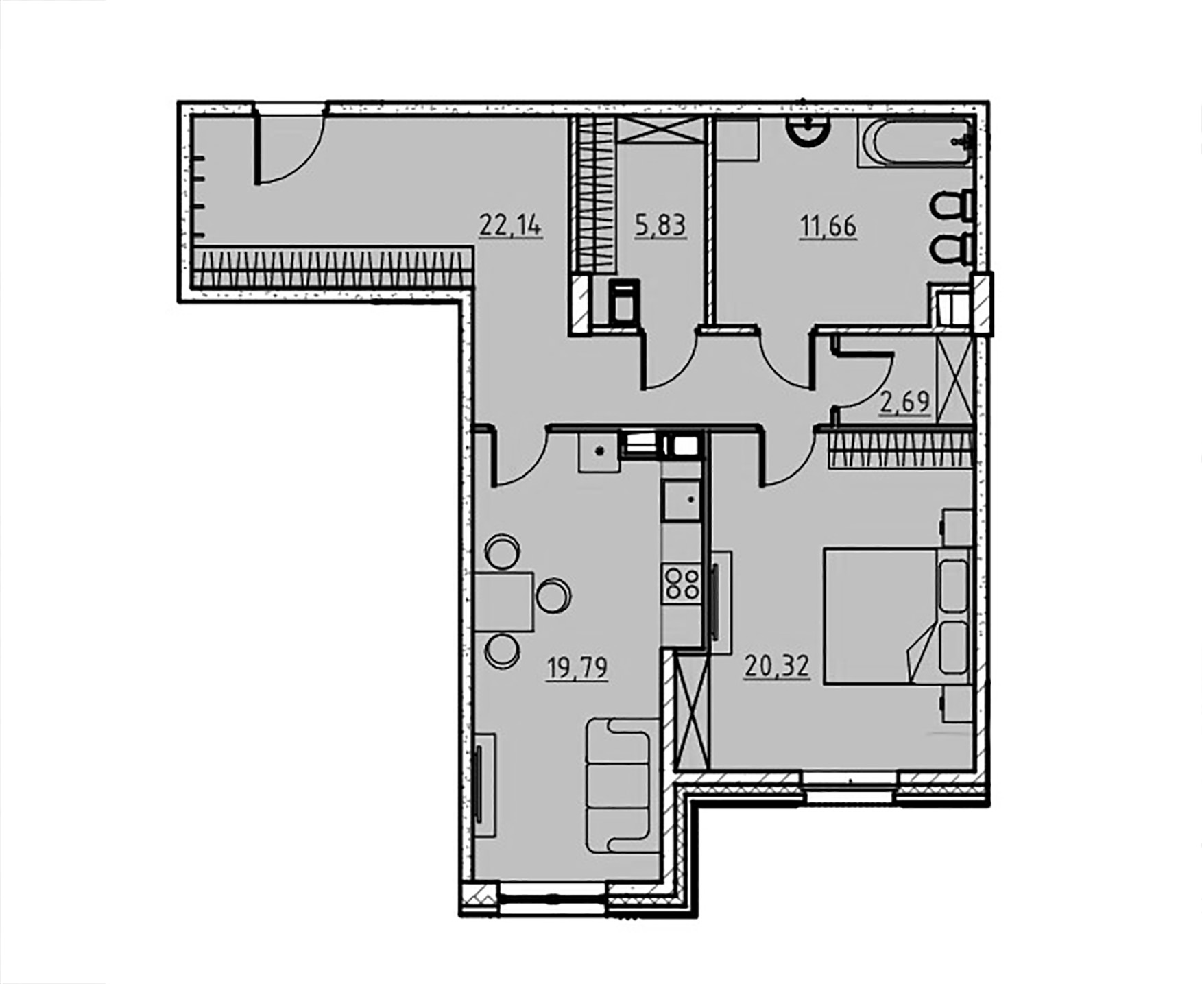 1-комнатная квартира  №32 в Манхэттен: 82.4 м², этаж 4 - купить в Санкт-Петербурге