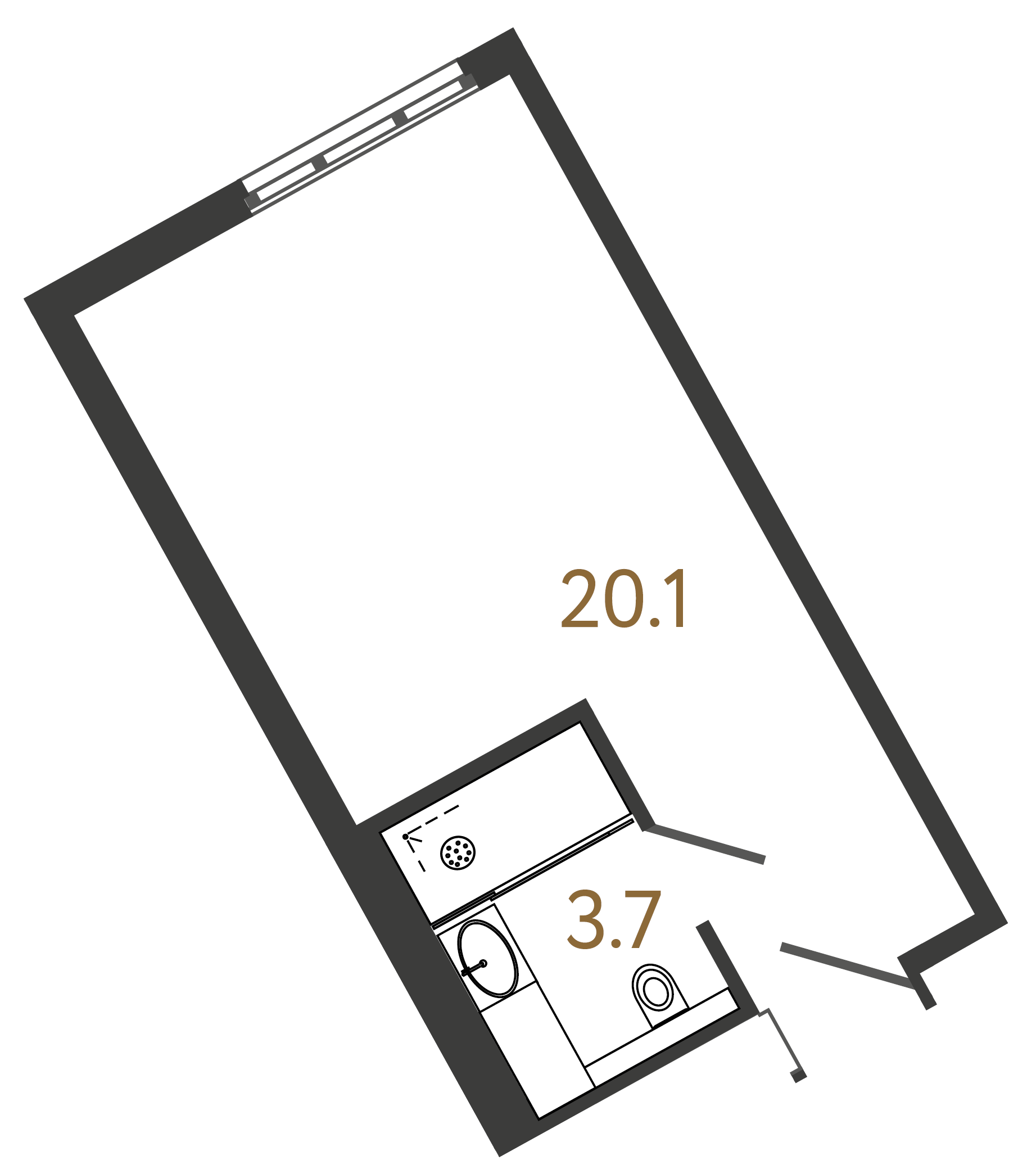 1-комнатная квартира №1121 в ARTSTUDIO М103 1-й корпус: 23.8 м², этаж 11 - купить в Санкт-Петербурге