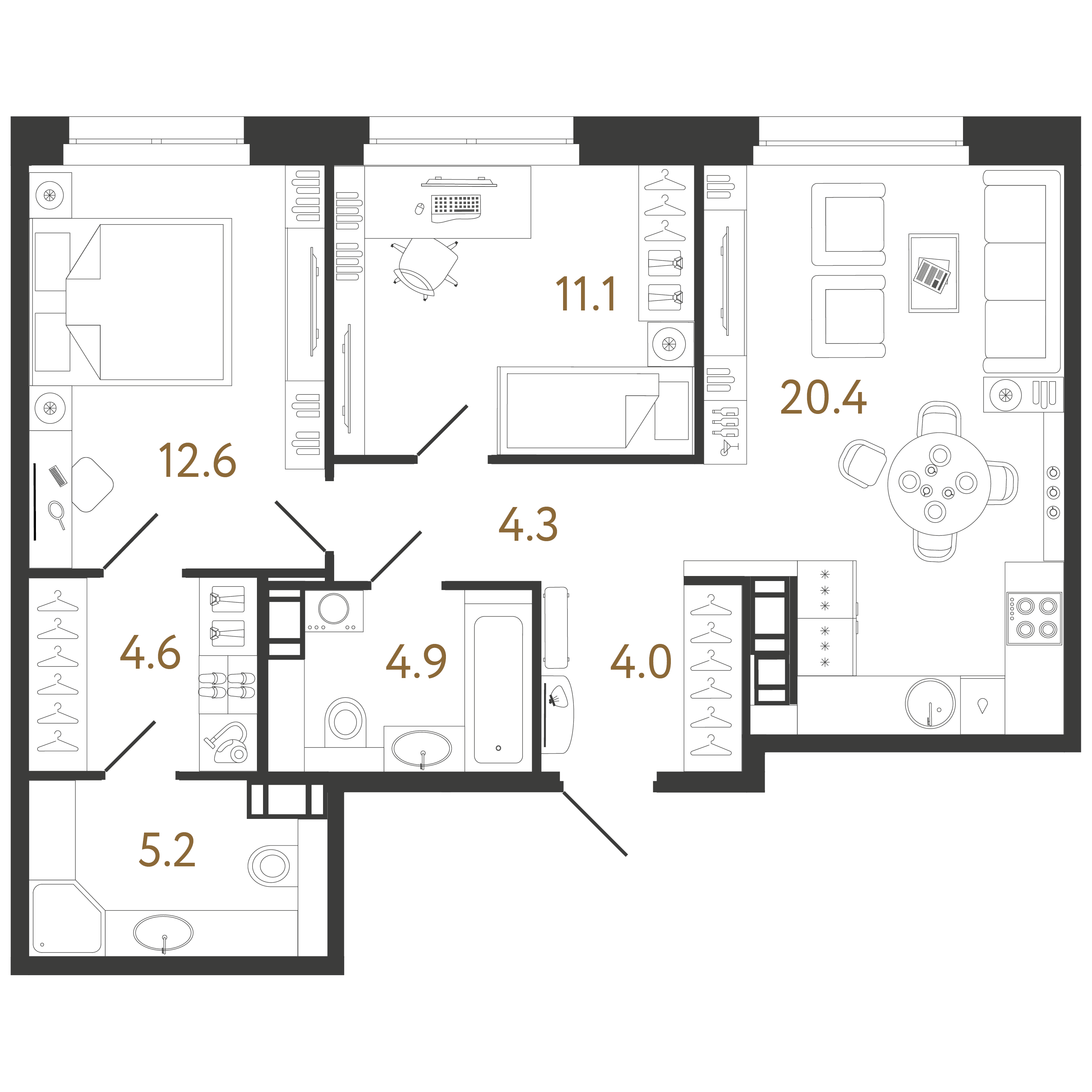 2-комнатная квартира №244 в Neva Haus: 67.1 м², этаж 2 в Санкт-Петербурге,  цена 19,21 млн руб.: купить квартиру по адресу , 240