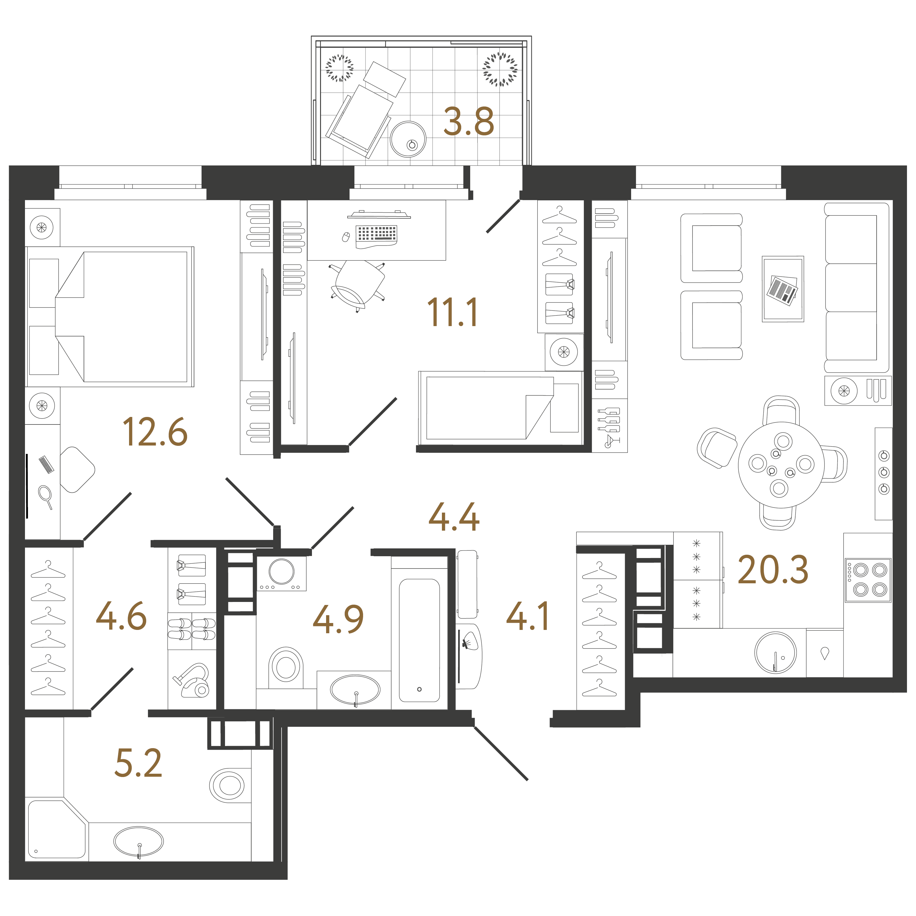 2-комнатная квартира  №318 в Куинджи: 67.2 м², этаж 11 - купить в Санкт-Петербурге