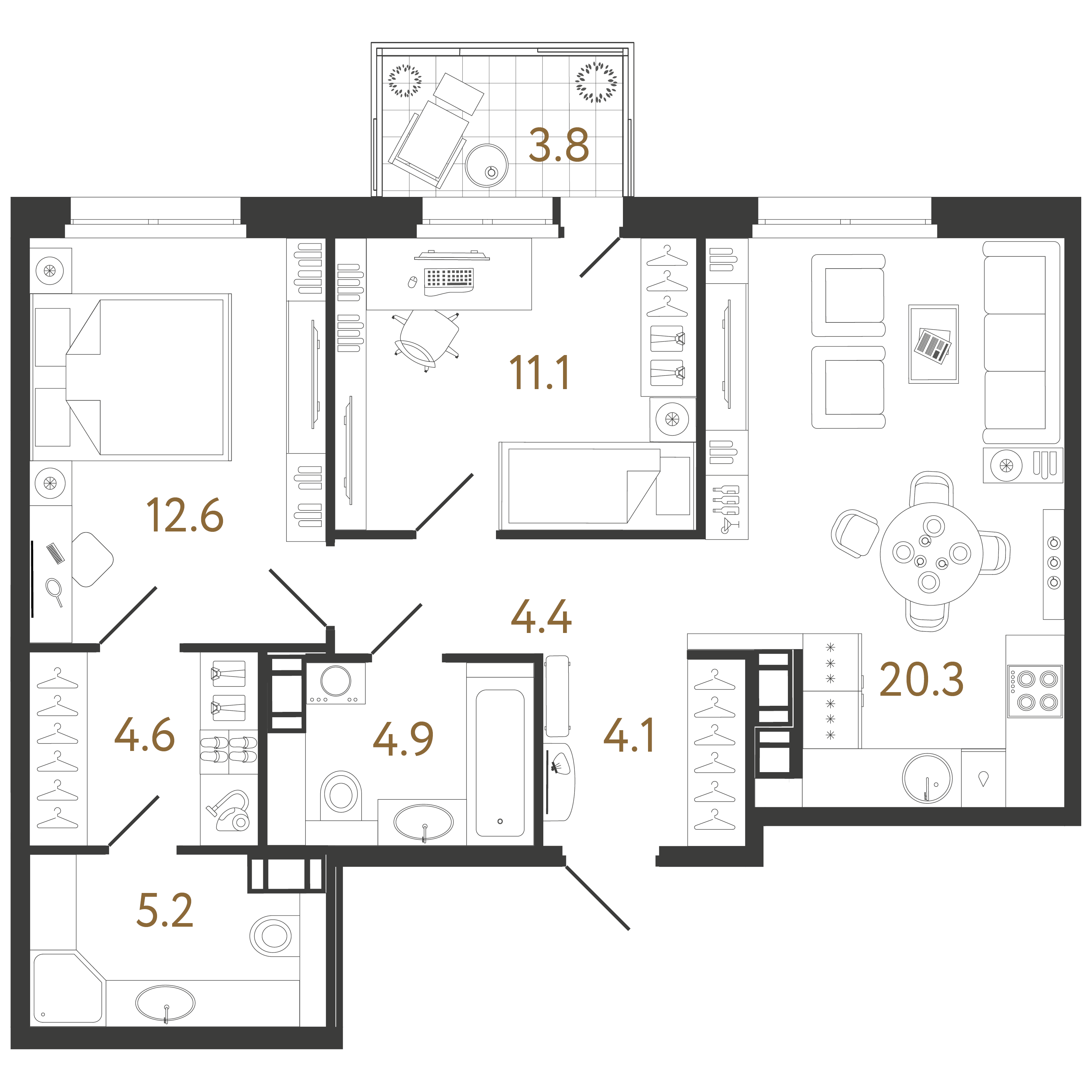 2-комнатная квартира  №310 в Институтский,16: 67.2 м², этаж 10 - купить в Санкт-Петербурге