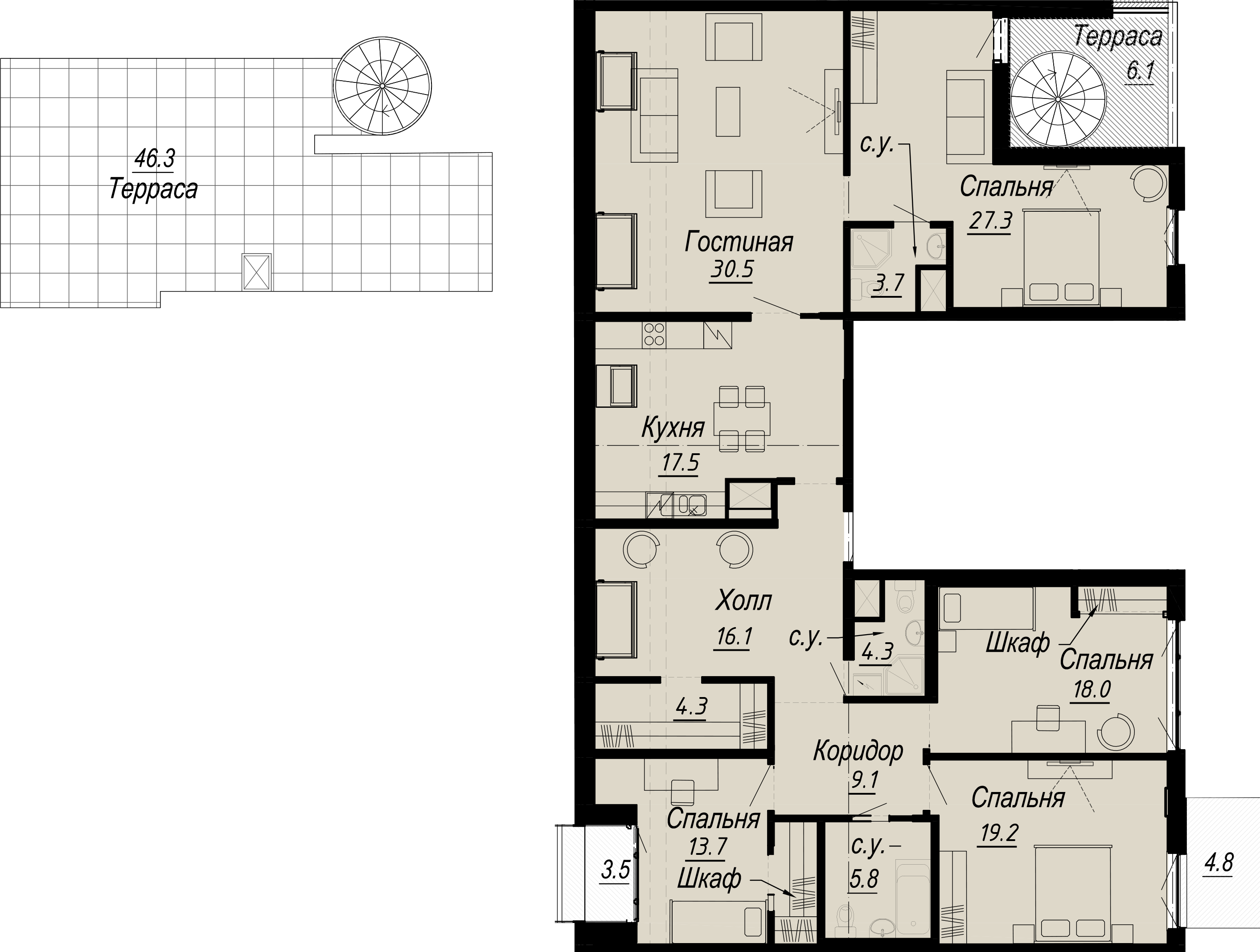 5-комнатная квартира  №10-8 в Meltzer Hall: 189 м², этаж 8 - купить в Санкт-Петербурге