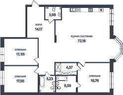 3-комнатная квартира  №29 в Петровская коса, 1: 167.5 м², этаж 2 - купить в Санкт-Петербурге