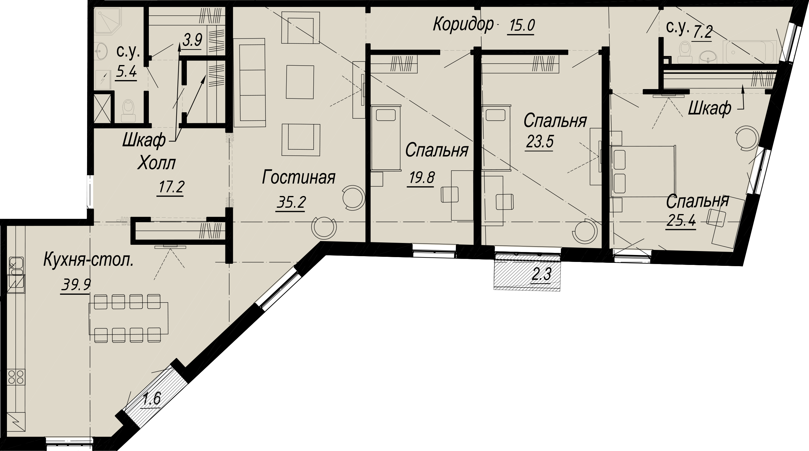 4-комнатная квартира  №7-6 в Meltzer Hall: 198.05 м², этаж 6 - купить в Санкт-Петербурге