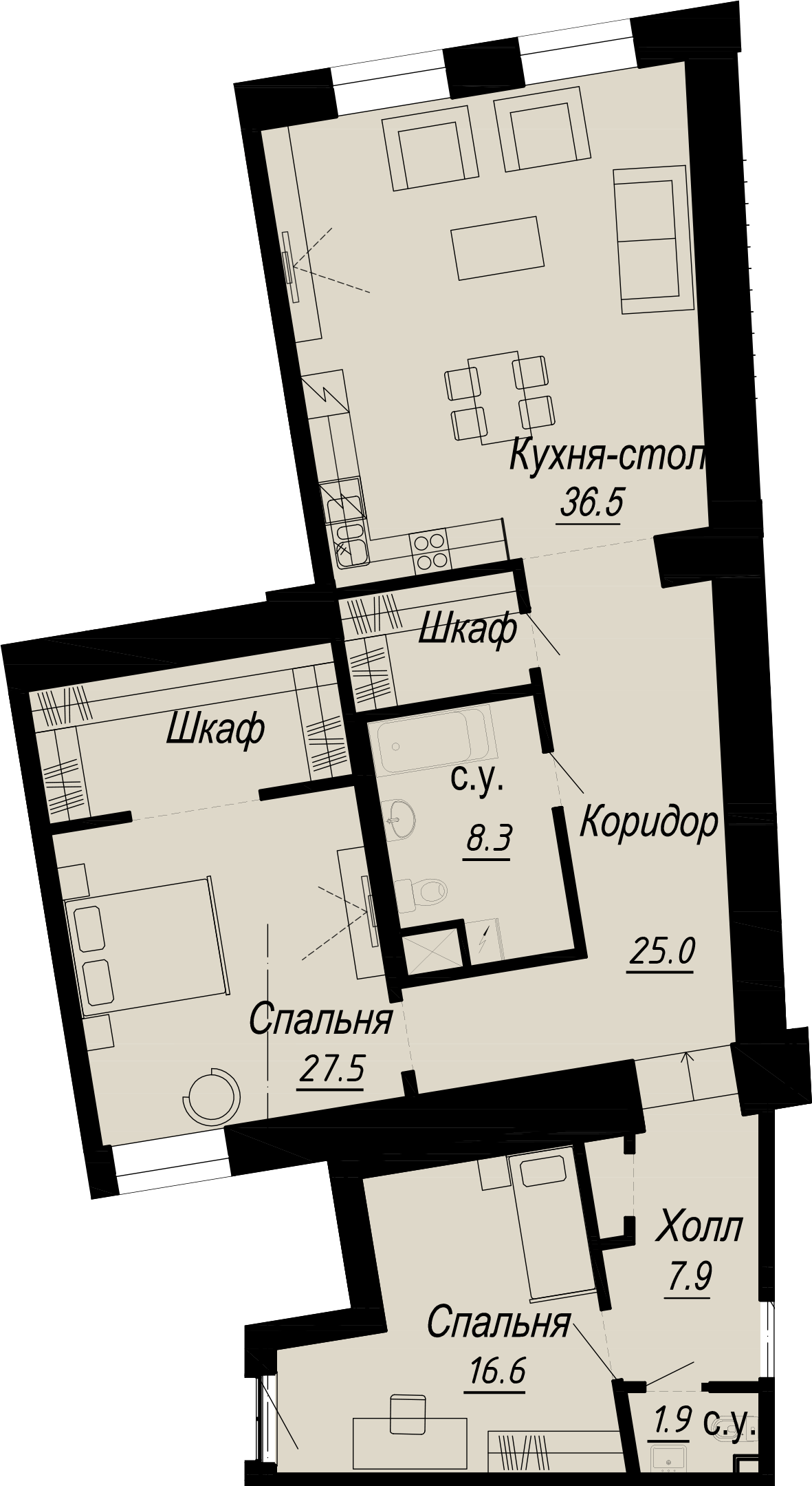 2-комнатная квартира  №18-5 в Meltzer Hall: 125.96 м², этаж 5 - купить в Санкт-Петербурге