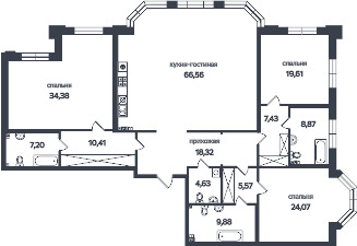 3-комнатная квартира  №28 в Петровская коса, 1: 225.1 м², этаж 2 - купить в Санкт-Петербурге