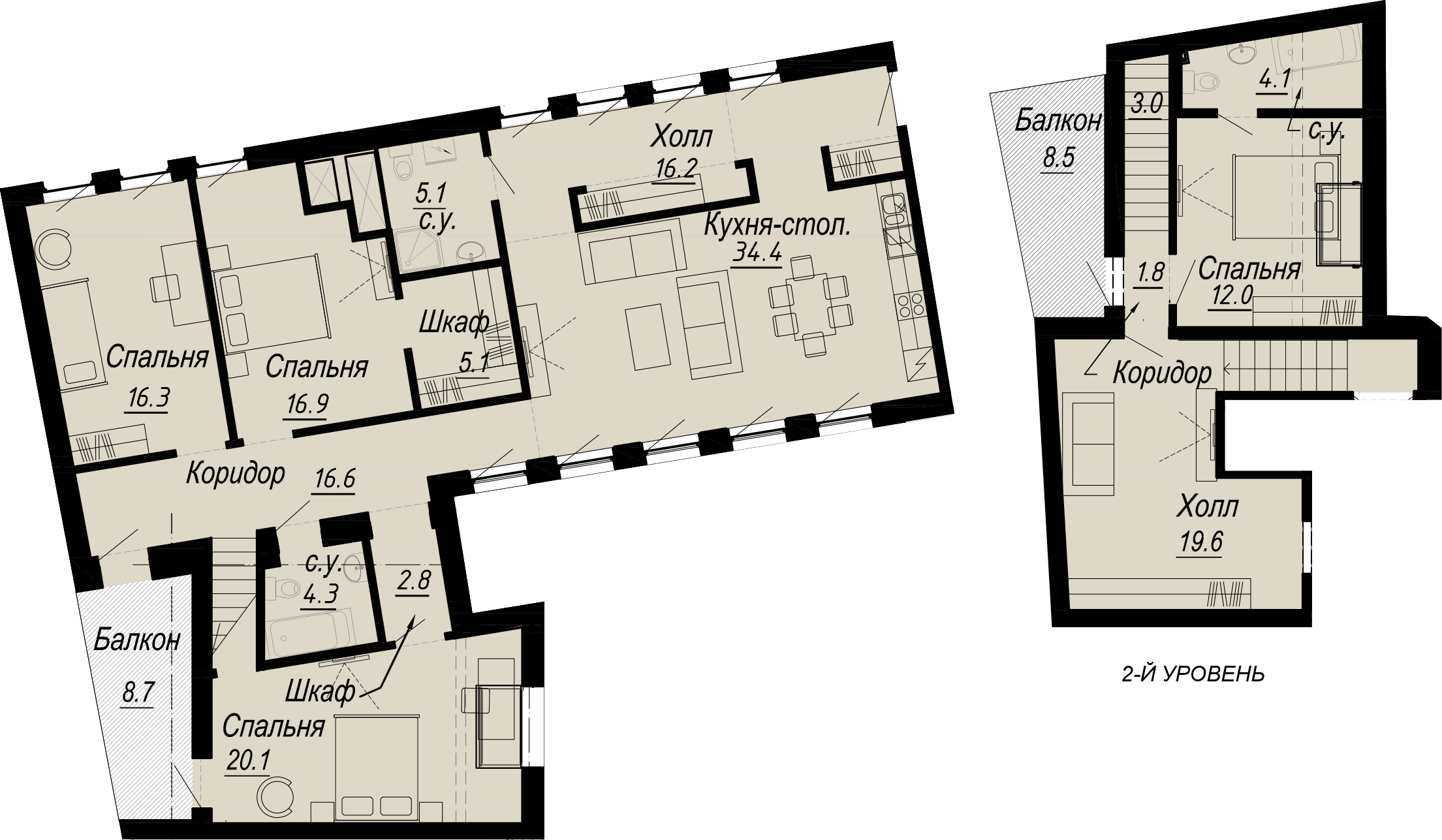 4-комнатная квартира  №15-7 в Meltzer Hall: 168.62 м², этаж 7 - купить в Санкт-Петербурге