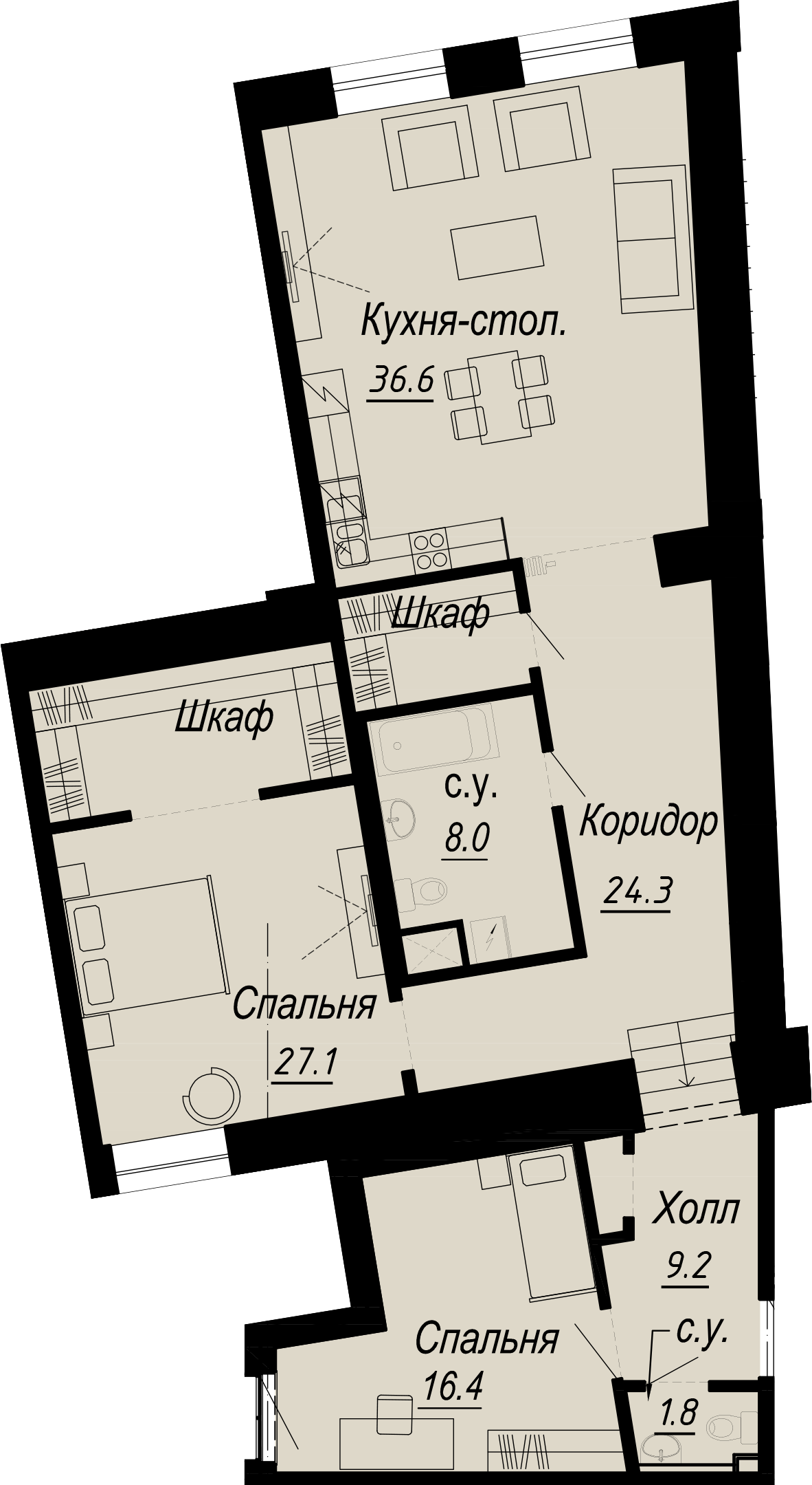 2-комнатная квартира  №18-4 в Meltzer Hall: 125.65 м², этаж 4 - купить в Санкт-Петербурге