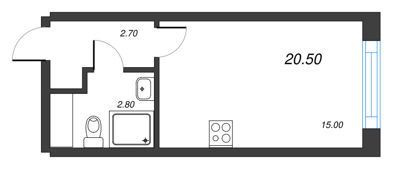 1-комнатная квартира №27 в: Измайловский: 20.5 м²; этаж: 5 - купить в Санкт-Петербурге