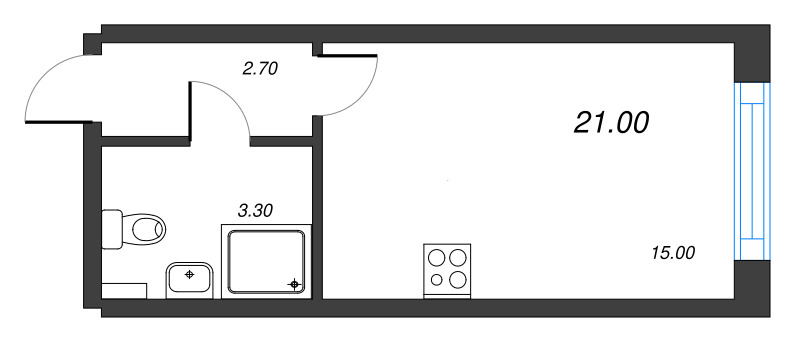 1-комнатная квартира №27 в: Измайловский: 21 м²; этаж: 2 - купить в Санкт-Петербурге