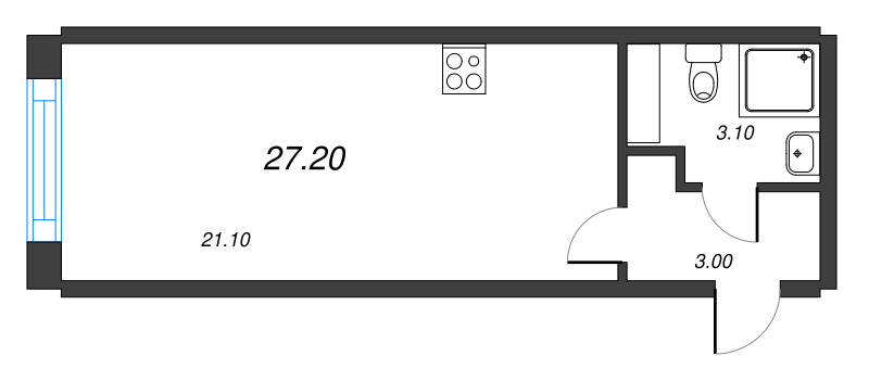 1-комнатная квартира  №197 в Шепилевский: 27.2 м², этаж 10 - купить в Санкт-Петербурге