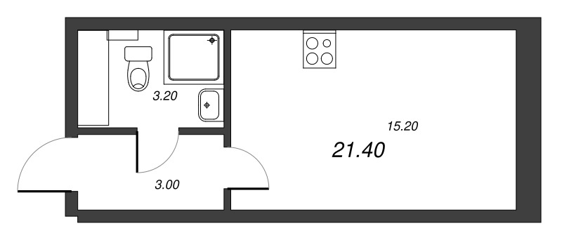 1-комнатная квартира №27 в: Измайловский: 21.4 м²; этаж: 3 - купить в Санкт-Петербурге