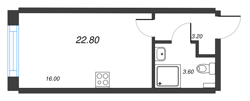 1-комнатная квартира №27 в: Измайловский: 22.8 м²; этаж: 2 - купить в Санкт-Петербурге