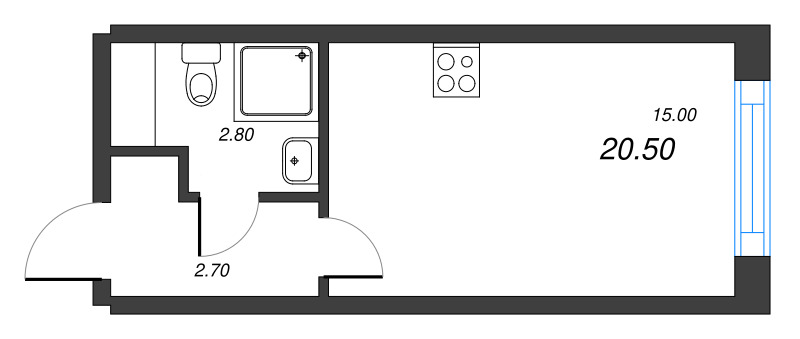 1-комнатная квартира  №192 в Приоритет: 20.5 м², этаж 10 - купить в Санкт-Петербурге