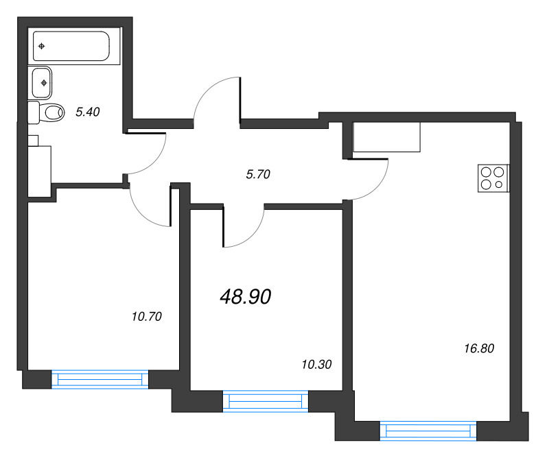 2-комнатная квартира, 48.9 м²; этаж: 7 - купить в Санкт-Петербурге