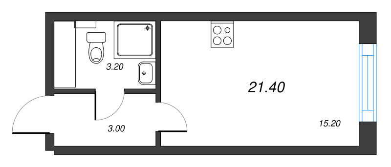 1-комнатная квартира №27 в: Измайловский: 21.4 м²; этаж: 5 - купить в Санкт-Петербурге