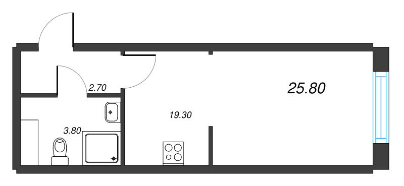 1-комнатная квартира №27 в: Измайловский: 25.9 м²; этаж: 6 - купить в Санкт-Петербурге