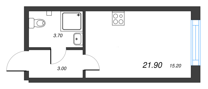 1-комнатная квартира, 21.9 м²; этаж: 2 - купить в Санкт-Петербурге