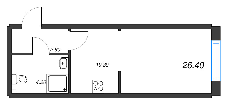 1-комнатная квартира №27 в: Измайловский: 26.4 м²; этаж: 2 - купить в Санкт-Петербурге