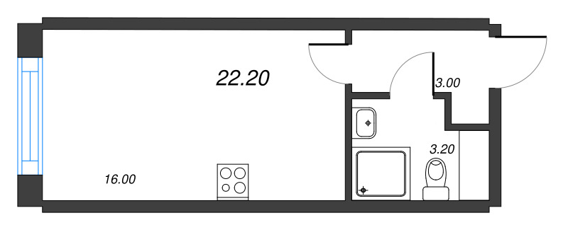 1-комнатная квартира №27 в: Измайловский: 22.2 м²; этаж: 3 - купить в Санкт-Петербурге