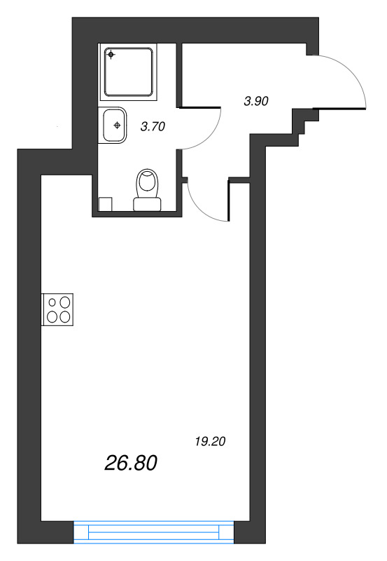 1-комнатная квартира №27 в: Измайловский: 26.8 м²; этаж: 2 - купить в Санкт-Петербурге