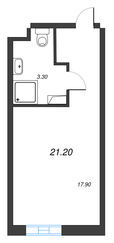 1-комнатная квартира  №1023 в VIDI: 24.4 м², этаж 10 - купить в Санкт-Петербурге