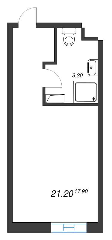 1-комнатная квартира  №1022 в VIDI: 21.2 м², этаж 10 - купить в Санкт-Петербурге