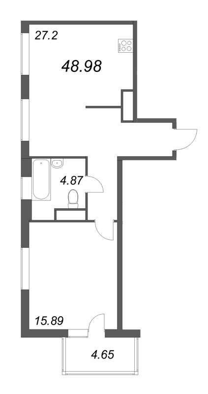 1-комнатная квартира  №49 в Talento: 47.96 м², этаж 6 - купить в Санкт-Петербурге