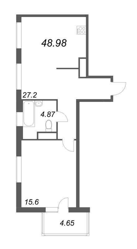 1-комнатная квартира №30 в: Talento: 47.67 м²; этаж: 10 - купить в Санкт-Петербурге
