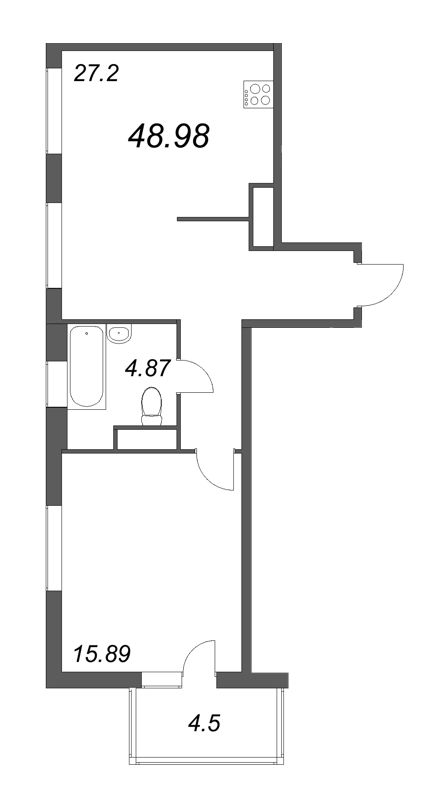 1-комнатная квартира №30 в: Talento: 47.96 м²; этаж: 4 - купить в Санкт-Петербурге