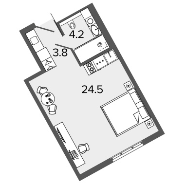 1-комнатная квартира  №1118 в М103: 31.9 м², этаж 11 - купить в Санкт-Петербурге