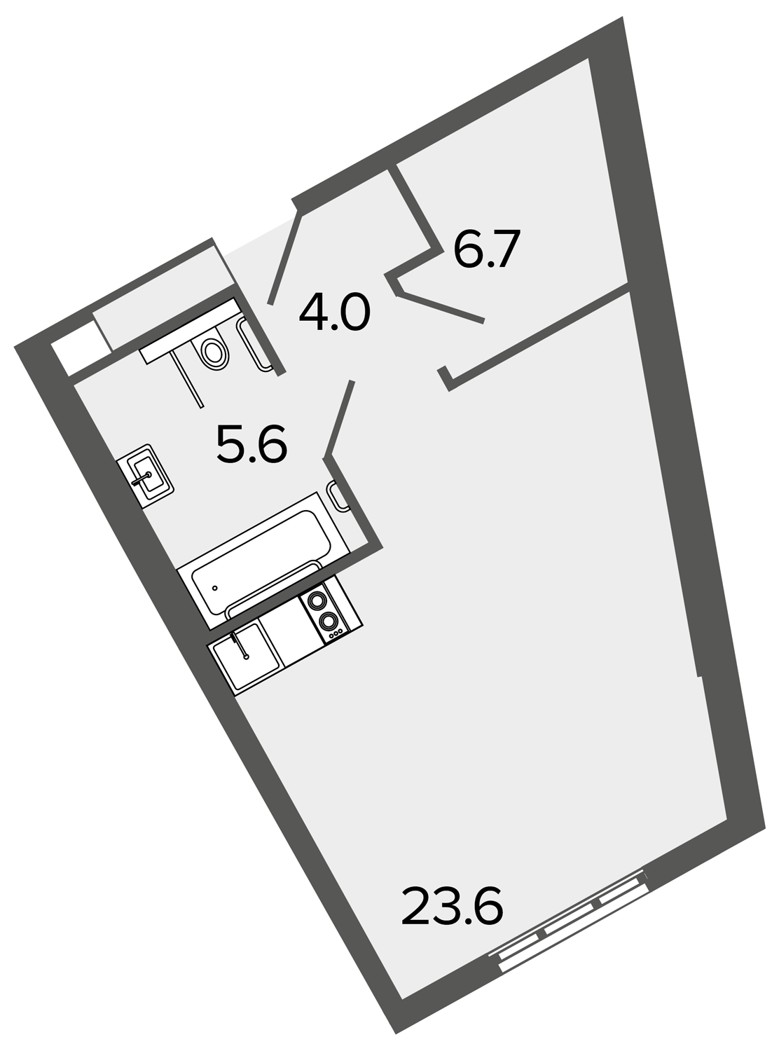 1-комнатная квартира  №1534 в М103: 38.6 м², этаж 15 - купить в Санкт-Петербурге