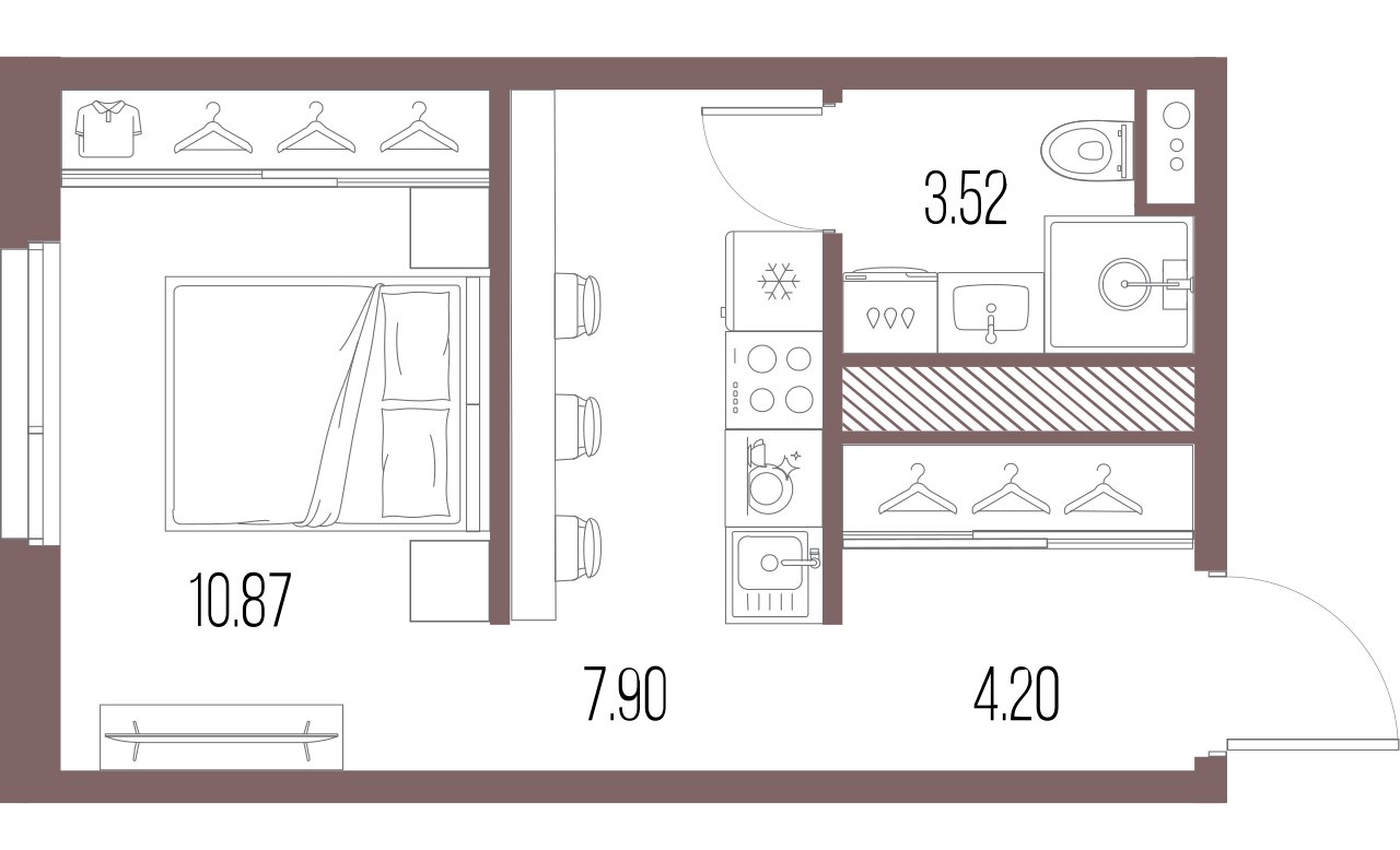 1-комнатная квартира, 26.5 м²; этаж: 6 - купить в Санкт-Петербурге