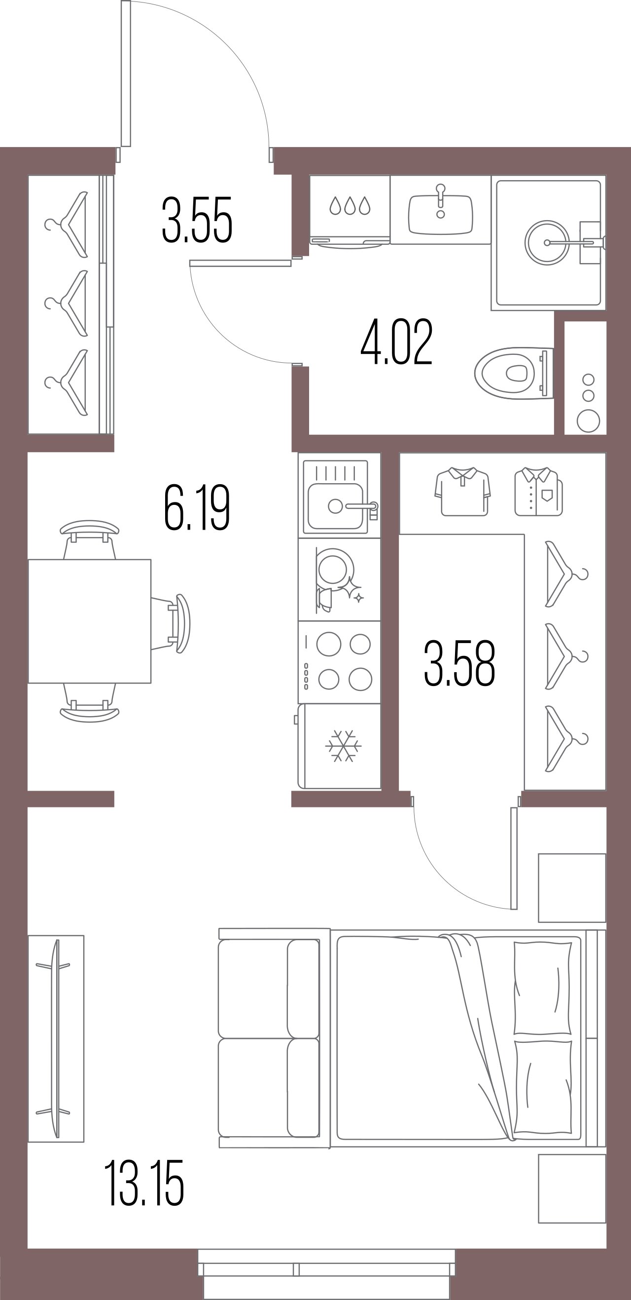 1-комнатная квартира  №151 в Legenda Васильевского: 30.49 м², этаж 10 - купить в Санкт-Петербурге