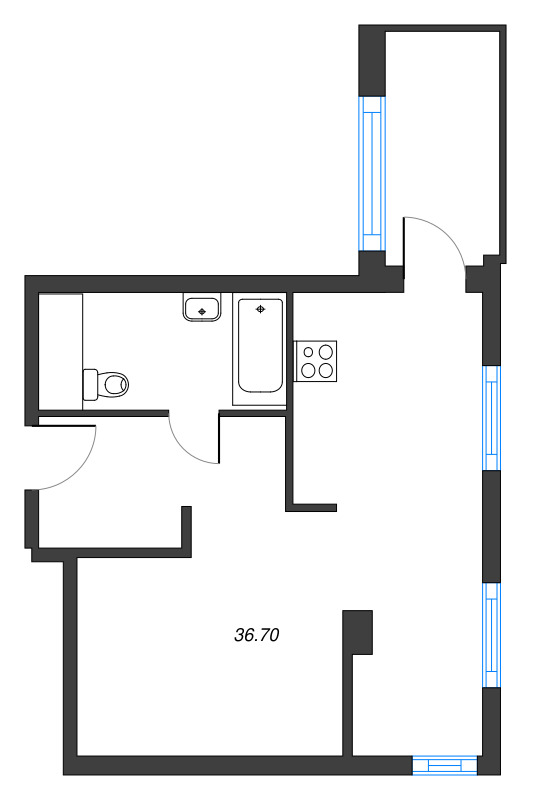 1-комнатная квартира, 40.3 м²; этаж: 8 - купить в Санкт-Петербурге