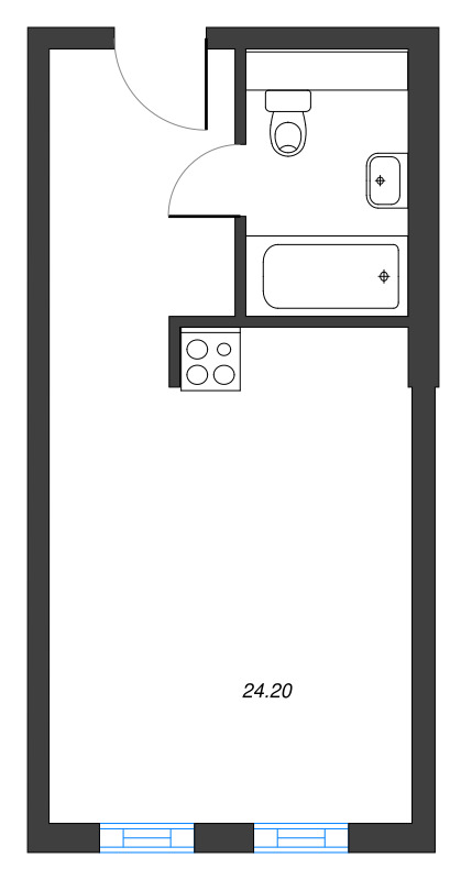 1-комнатная квартира  №310 в Gler: 24.1 м², этаж 3 - купить в Санкт-Петербурге