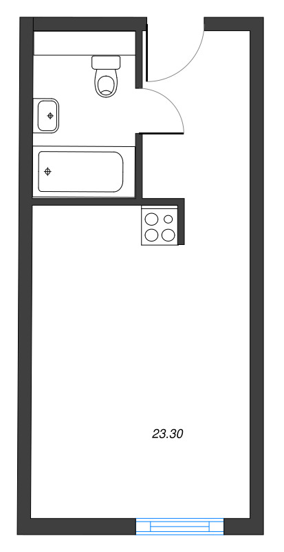 1-комнатная квартира  №508 в Gler: 23.2 м², этаж 5 - купить в Санкт-Петербурге