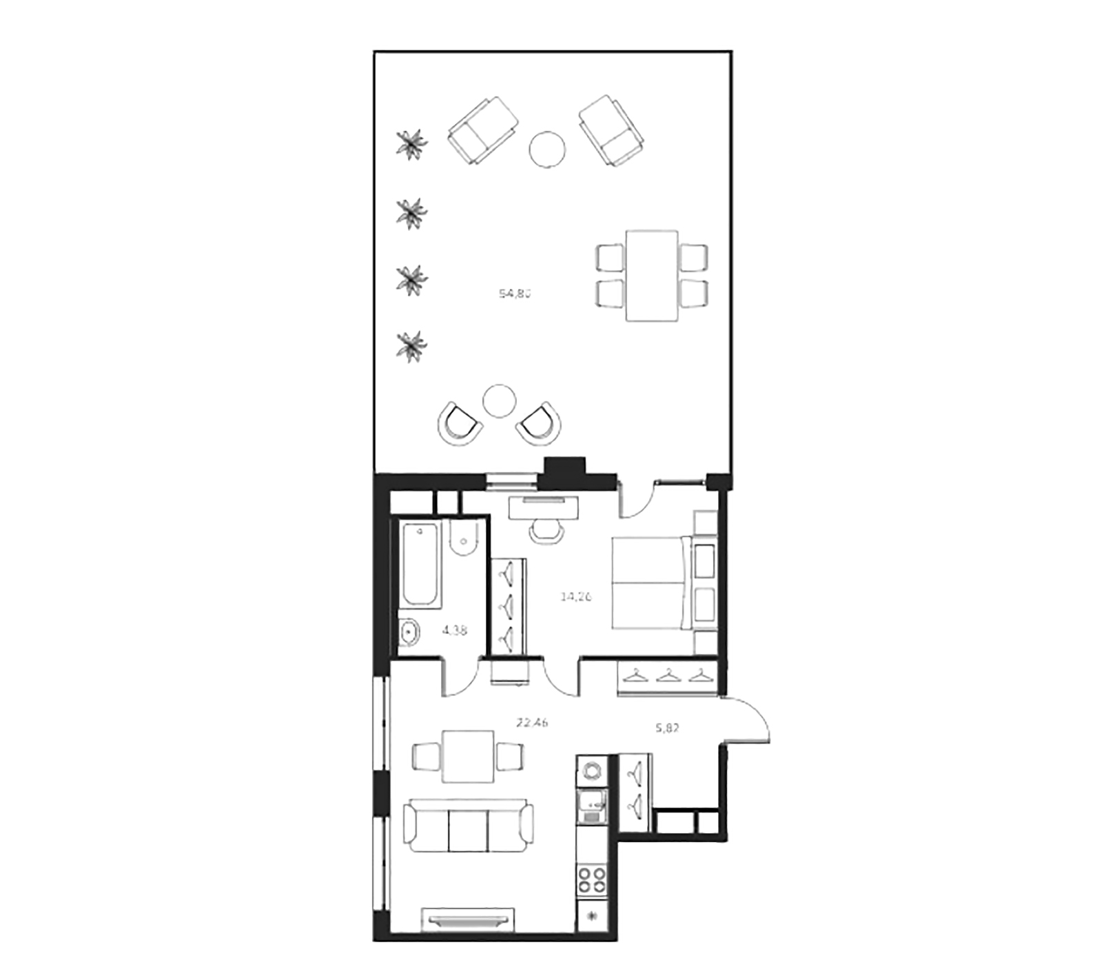 1-комнатная квартира  №64 в Talento: 44.89 м², этаж 9 - купить в Санкт-Петербурге