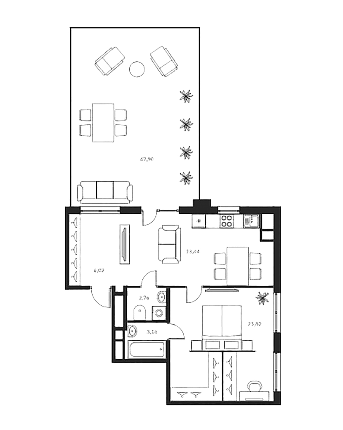 1-комнатная квартира  №65 в Talento: 55.6 м², этаж 9 - купить в Санкт-Петербурге