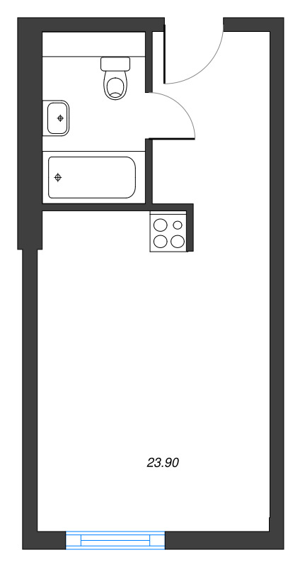 1-комнатная квартира  №506 в Gler: 23.8 м², этаж 5 - купить в Санкт-Петербурге