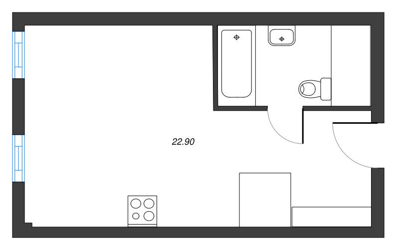 1-комнатная квартира  №314 в Gler: 22.9 м², этаж 3 - купить в Санкт-Петербурге