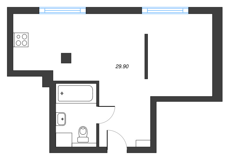 1-комнатная квартира  №417 в Gler: 30.1 м², этаж 4 - купить в Санкт-Петербурге