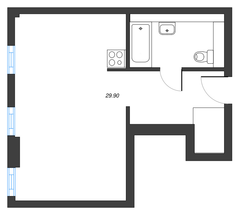 1-комнатная квартира  №413 в Gler: 29.9 м², этаж 4 - купить в Санкт-Петербурге