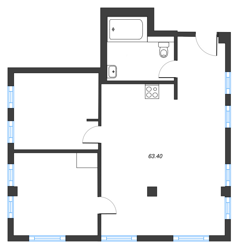 2-комнатная квартира, 62.9 м²; этаж: 8 - купить в Санкт-Петербурге